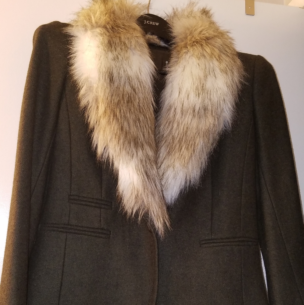 Loft blazer, removeable collar, drk green, s/m